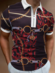 Camiseta polo de manga corta con solapa y estampado irregular