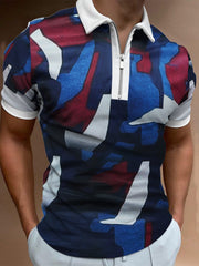 Camiseta polo de manga corta con solapa y estampado irregular