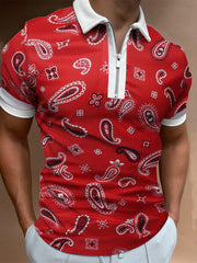 Camiseta polo de manga corta con solapa y estampado irregular