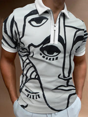 Camiseta polo de manga corta con solapa y estampado irregular