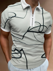 Camiseta polo de manga corta con solapa y estampado irregular