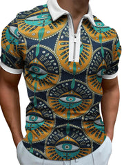 Camiseta polo de manga corta con solapa y estampado irregular