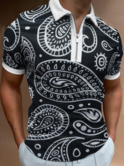 Camiseta polo de manga corta con solapa y estampado irregular