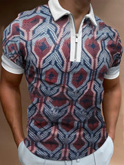 Camiseta polo de manga corta con solapa y estampado irregular