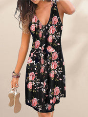 Vestido estampado con cuello en V