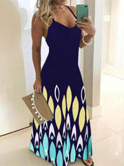 Kleid mit V-Ausschnitt, Blumenmuster und Trägern