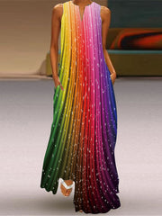 Vestido oversize con cuello en V estampado