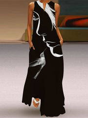 Vestido oversize con cuello en V estampado