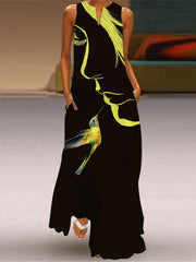 Vestido oversize con cuello en V estampado