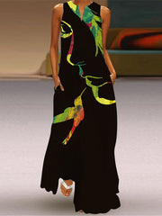 Vestido oversize con cuello en V estampado