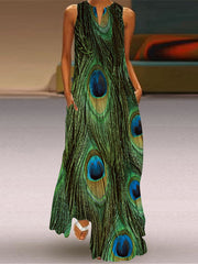 Bedrucktes Oversize-Kleid mit V-Ausschnitt