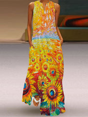 Bedrucktes Oversize-Kleid mit V-Ausschnitt