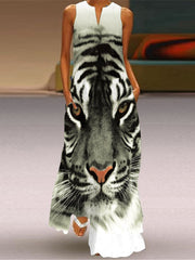 Vestido sin mangas multicolor con cuello en V