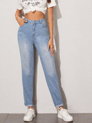Retro High Waist Slim Trousers