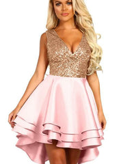 Vestido largo sin mangas con cintura alta, delantero, corto y espalda