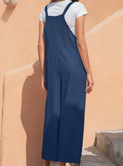 Pantalones casuales vintage con tirantes y pierna ancha