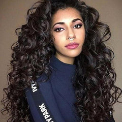 Women's Natural Black Long Curly Hair