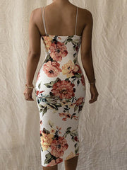 vestido ajustado con cuello halter estampado