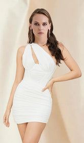 White One Shoulder Cutout Mini Dress
