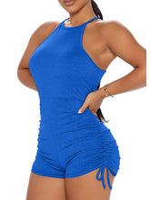 Ärmelloser, plissierter, sexy Sommer-Overall mit hoher Taille