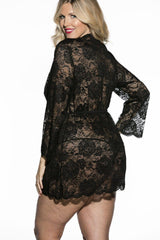 Conjunto de bata y tanga de corte profundo | Talla grande