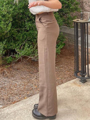 Retro Solid Color Casual Trousers