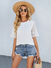 Camisa de gasa jacquard con cuello redondo