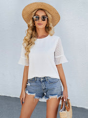 Camisa de gasa jacquard con cuello redondo