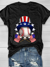Camiseta de manga corta con estampado de bandera de béisbol