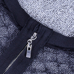 Rundhals Langarm Mesh Mini Bandage Kleid HI953