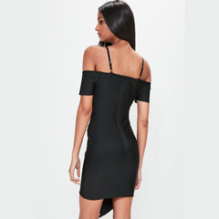 Mini-Bandagekleid mit kurzen Ärmeln und Riemchen HK017