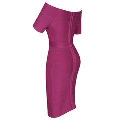 V-Ausschnitt Kurzarm Gestreiftes Overknee-Bandagekleid HK19155