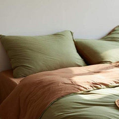 Duo Duvet Cover - Pistachio + Orange