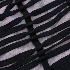 Rundhalsausschnitt Langarm Hohl Out Mini Bandage Kleid HJ442