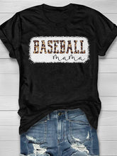 Leopard Baseball Mama Print Short Sleeve T-shirt