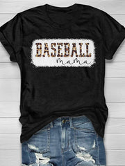 Camiseta de manga corta con estampado de leopardo Baseball Mama