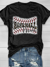 Leopard Baseball Mom Print Short Sleeve T-shirt