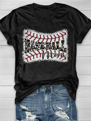 Kurzärmliges T-Shirt mit Leoparden-Baseball-Mom-Print