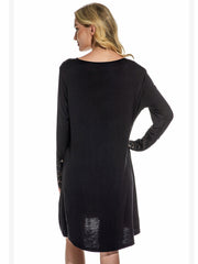 Camisón informal holgado de algodón tejido en color liso para mujer