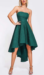 VILLY trägerloses Jacquard-Midikleid