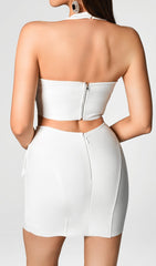 Weißes Fransen-Bandage-Zweiteiler-Set