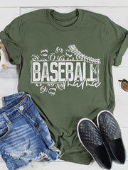 Camiseta de manga corta con estampado de leopardo Baseball Mama