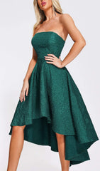 VILLY trägerloses Jacquard-Midikleid