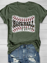 Kurzärmliges T-Shirt mit Leoparden-Baseball-Mom-Print