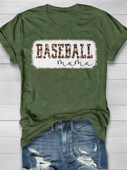 Camiseta de manga corta con estampado de leopardo Baseball Mama