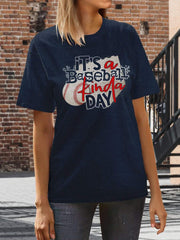 Camiseta de manga corta con estampado "Béisbol Kinda Day"