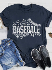 Camiseta de manga corta con estampado de leopardo Baseball Mama