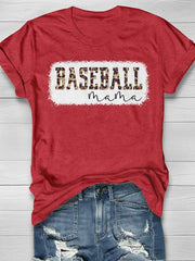 Camiseta de manga corta con estampado de leopardo Baseball Mama