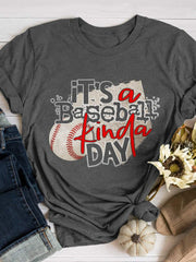 Camiseta de manga corta con estampado "Béisbol Kinda Day"