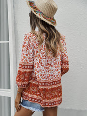 Boho Top Frühling Sommer Print Shirt